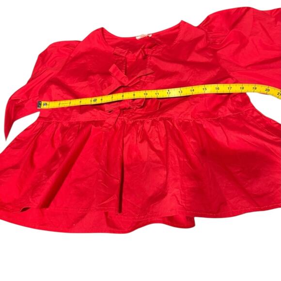 120. JODIFL L.A. | NewWithTag bow puff sleeve ruffle summer spring blouse SZ:L - Picture 6 of 7
